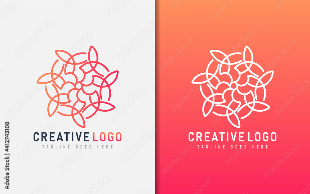 Poster abstract creative logo design based from circular round lines. geometric colorful lines symbol. vect