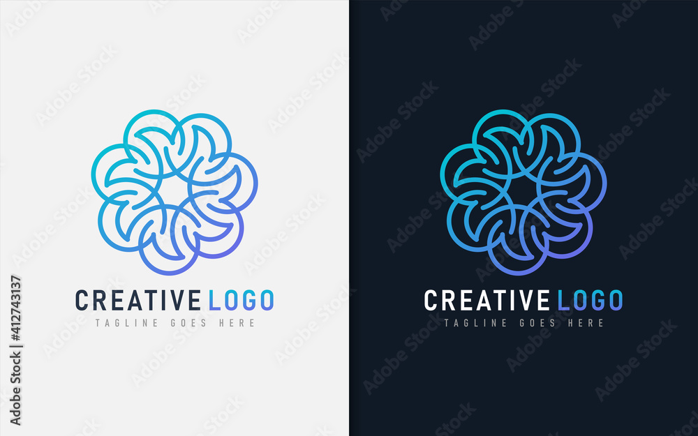 Poster abstract creative logo design based from circular round lines. geometric colorful lines symbol. vect