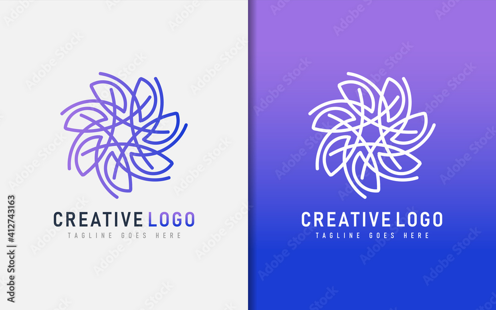 Poster abstract creative logo design based from circular round lines. geometric colorful lines symbol. vect