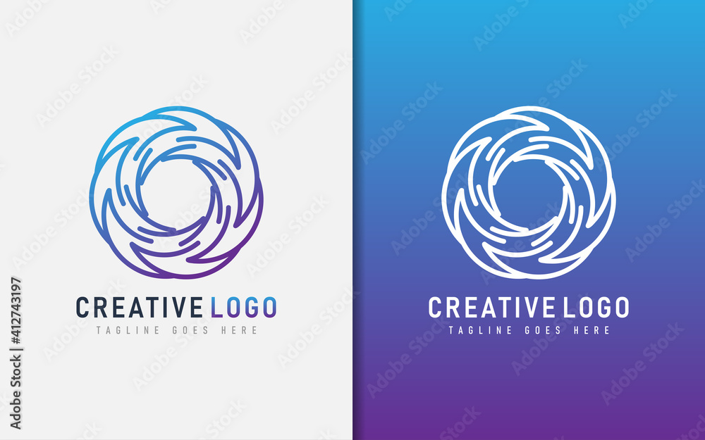 Poster abstract creative logo design based from circular round lines. geometric colorful lines symbol. vect