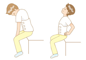 腰痛があるコルセットの人物