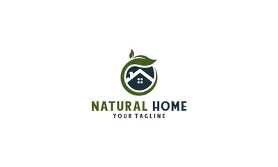 nature house logo with leaf and house symbol depicting nature