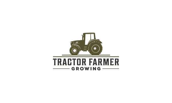 tractor and farmland logo on white background
