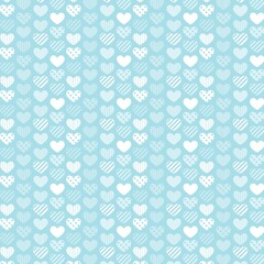Seamless background for creative works in the scrapbooking technique. Material for scrapbooking with hearts. Retro seamless pattern. Colored hearts on a colored background.