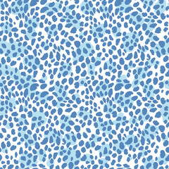 Abstract modern leopard seamless pattern. Animals trendy background. Blue and black decorative vector stock illustration for print, card, postcard, fabric, textile. Modern ornament of stylized skin.