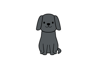 正面を向いて座る犬のイラスト（カラー2）
