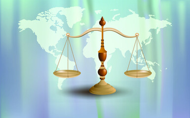 scales of justice isolated on Blue background
