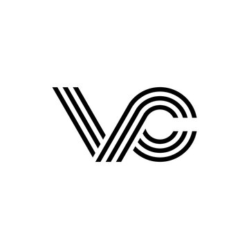 VC letter logo modern monogram, creative, geometric shapes smooth parallel lines