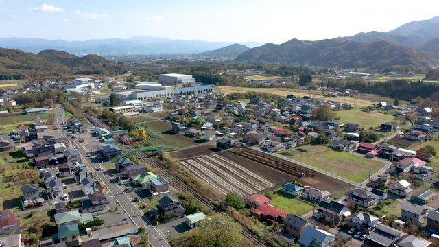Drone shooting of a train running through