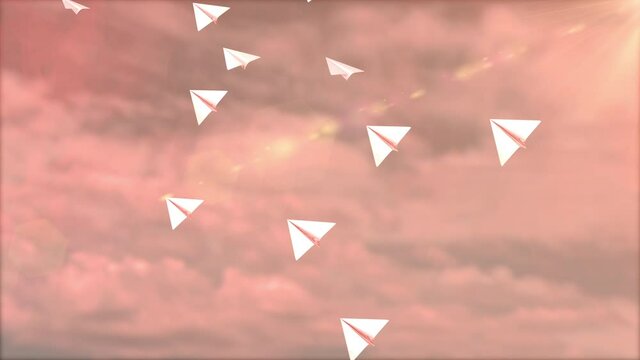 paper plane aircraft flying loop animation