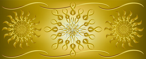 Gold color abstract curve pattern background