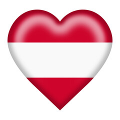 Austria flag heart button isolated on white with clipping path 3d illustration