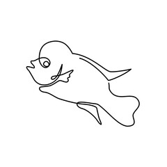 fish vector continuous line drawing illustration. flowerhorn fish. good for fish line style graphic template.