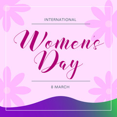 Happy international women's day vector illustration concept, beautiful girl and flower illustration from side view. Square banner. can use for greeting card, poster, landing page, banner, flyer.