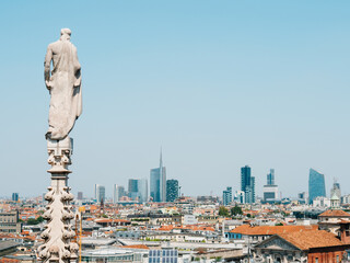 Metropolitan city of Milan seen from the roof of Milan Cathedral, Duomo, Milan, Italy