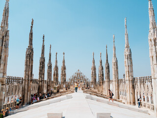 Naklejka premium The rooftop of Milan Cathedral, Duomo, Milan, Italy