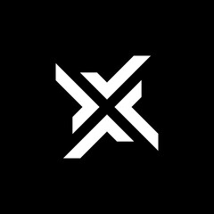 Abstract white color vector with black background, letter X logo