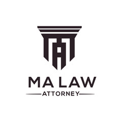 MA lettering attorney pillar ma law simbol design exclusive inspiration