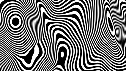 Abstract rippled or black lines pattern with wavy vibrant facture on white background and texture. Liquify lines effect. - Vector.