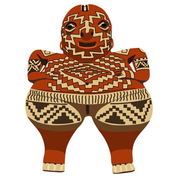 Ancient tribal female figurine. Mexican Venus from Chupicuaro. Pre Columbian art. Musee du quai Branly in Paris. Native American indigenous art.
