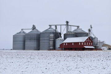 Red Barn and Grain Silos © Steve