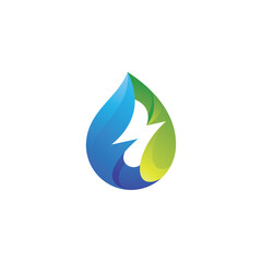 Water Droplet and Lightning Flash Energy Logo