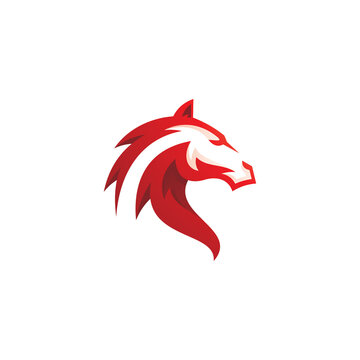 Modern Horse Mustang Head Mascot Logo