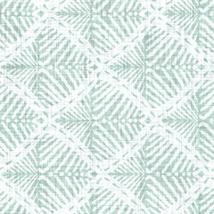 Aegean teal mottled geo patterned linen texture background. Summer coastal living style home decor fabric effect. Sea green wash grunge distressed geometric grid. Decorative textile seamless pattern
