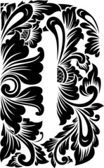 
Letter D vintage floral style decoration