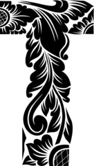 Letter T vintage floral style decoration