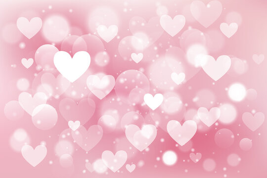 Valentine background in pink color with heart shape bokeh effect, vector illustration