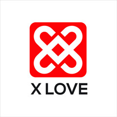 x love and medical healthy cross logo exclusive design inspiration