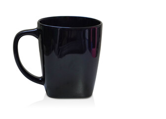 beautiful black ceramic cup on white background, object, vintage, retro, copy space