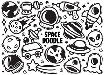 space hand drawn doodle element vector