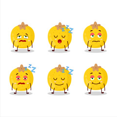 Cartoon character of nance fruit with sleepy expression