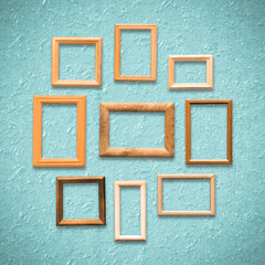 frames on old blue wall