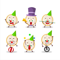 Cartoon character of slice of burmese grapes with various circus shows