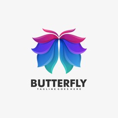 Vector Logo Illustration Butterfly Gradient Colorful Style.