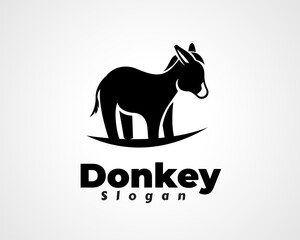 Simple art silhouette donkey horse stand logo icon symbol design illustration inspiration