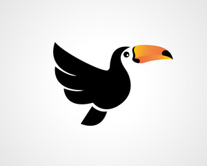 Simple elegant flying toucan icon logo design inspiration illustration