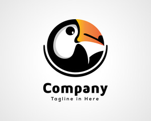 simple circle toucan bird art logo icon symbol design inspiration illustration