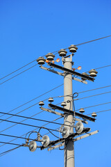 Power transmission equipment in blue sky background