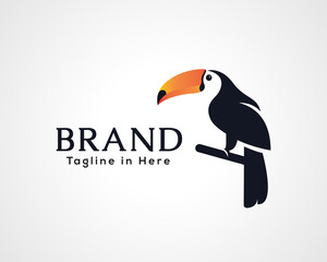 Simple stand toucan bird art logo icon symbol design illustration inspiration