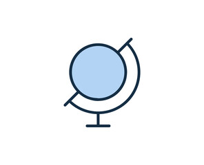 Line globe icon isolated on white background. Outline symbol for website design, mobile application, ui. Electronics pictogram. Vector illustration, editorial stroсk. 