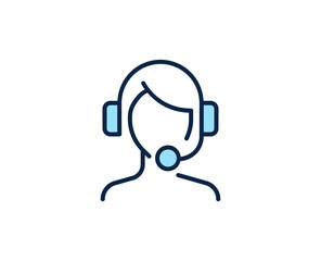 Online support flat icon. Thin line signs for design logo, visit card, etc. Single high-quality outline symbol for web design or mobile app. Marketing outline pictogram.