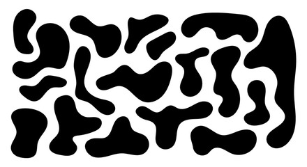 Irregular blob, set of abstract organic shapes. Abstract irregular random blobs. Simple liquid amorphous splodge. Trendy minimal designs for presentations, banners, posters and flyers.