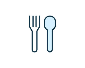 Fork and spoon line icon. High quality outline symbol for web design or mobile app. Thin line sign for design logo. Color outline pictogram on white background