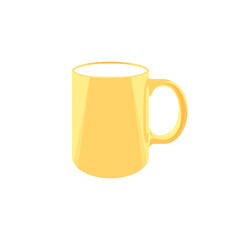 yellow mug. a cup of coffee or tea. color illustration. mockup for branding. vector template. single object on transparent background