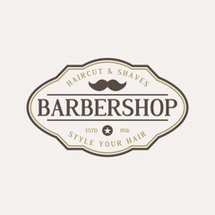 barbershop vector vintage hipster logo illustration design