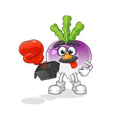 turnip prank with glove in box cartoon. cartoon mascot vector